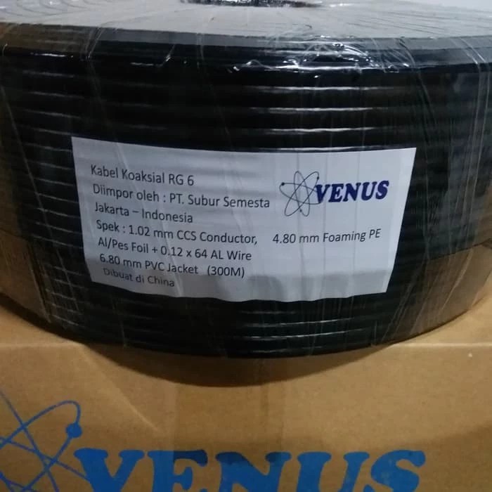 Kabel Coaxial Venus RG6 300 Mtr Standart / Kabel Antena TV RG6 300 mtr