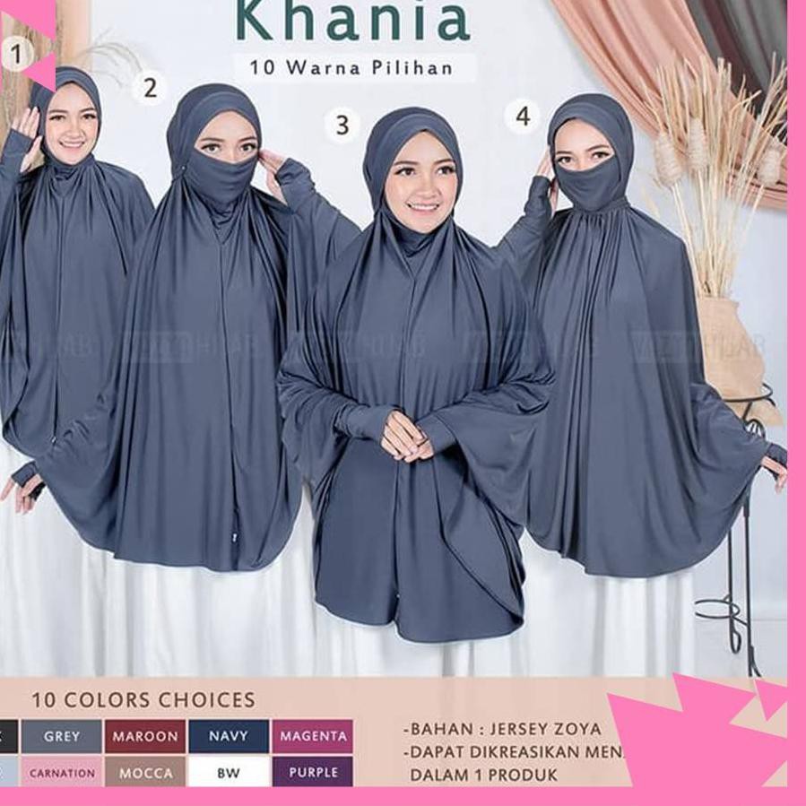 PROMO TERBATAS Khimar Syari Cadar Jilbab Masker Instant Berlengan Khania 4in1 Jersey Zoya - Top Se