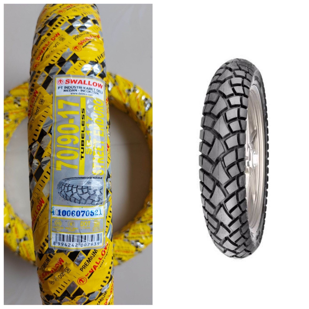 Paketan Ban SWALLOW 70/90-17 SB-117 & 80/90-17 SB-117 SB117 STREET ENDURO TUBELESS
