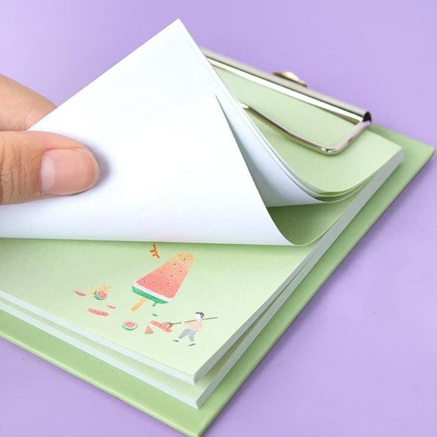 

pqd-...>636YR Kertas Memo Polos Kecil Summer Taste Mini Clipboard Memopad Bagus - Matcha