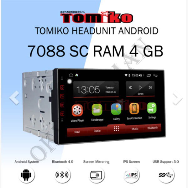 Tomiko Head Unit Android 7 Inch Universal TMK7088SC 4G LTE Mtech 8803