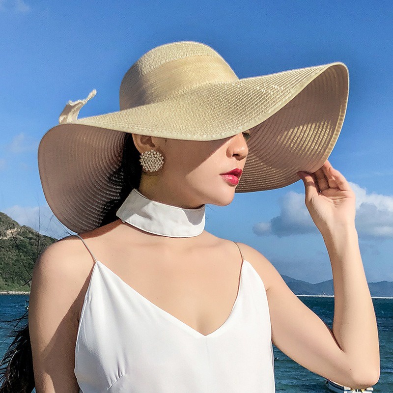 Topi Pantai Wanita Fashion bahan premium mode korea elegan ANTI UV original import