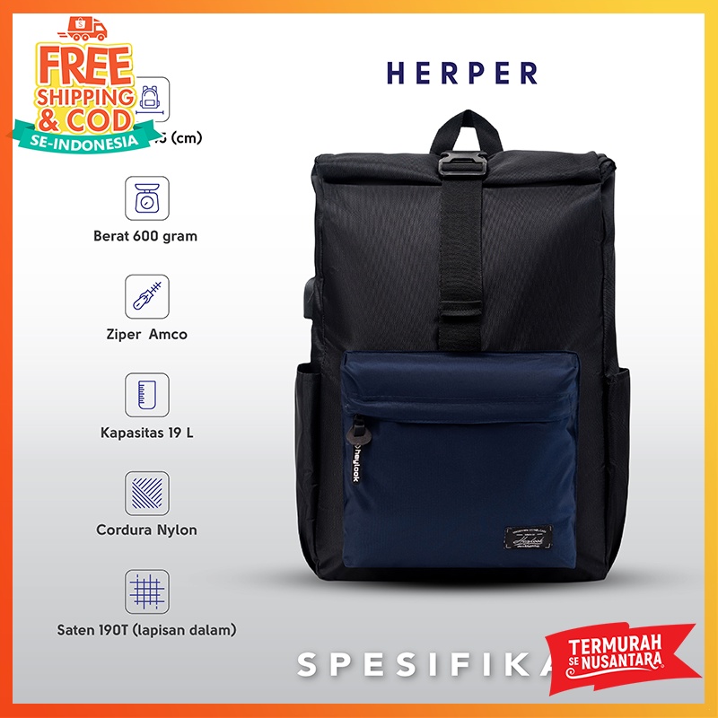 Harper Ransel Laptop/Tas Ransel Kuliah Import Murah Meriah/Unisex/Backpack Travelling [PROMO]