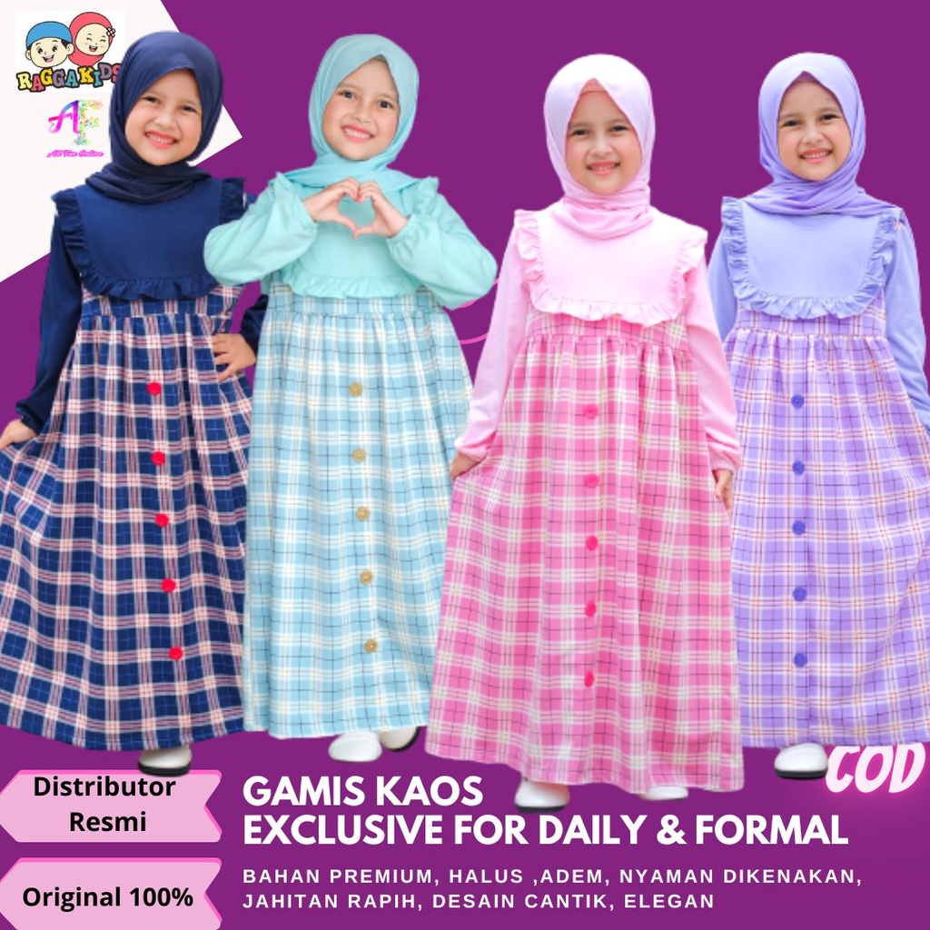 Gamis pakaian busana muslim anak perempuan umur 12 tahun 10 tahun 9 tahun 7 tahun 6 tahun 5 tahun RG
