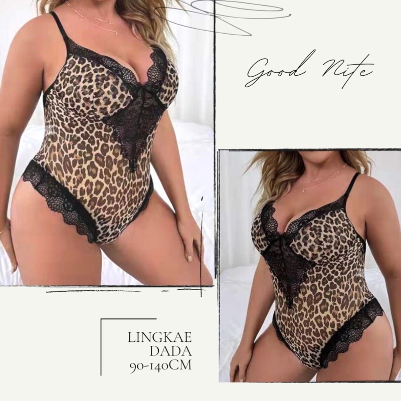 Lingerie GN8254 max ld 140cm / lingerie leopard big size / jumsuit sexy leopard / jumsuit jumbo leop