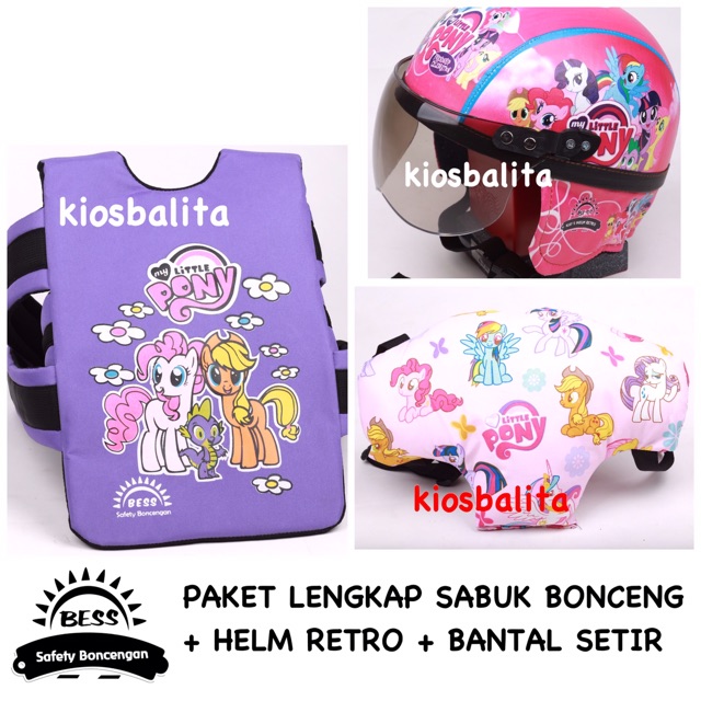 FREE MASKER!! PAKET MURAH SABUK BONCENGAN MOTOR ANAK + HELM RETRO + BANTAL SETIR BONCENG MOTOR