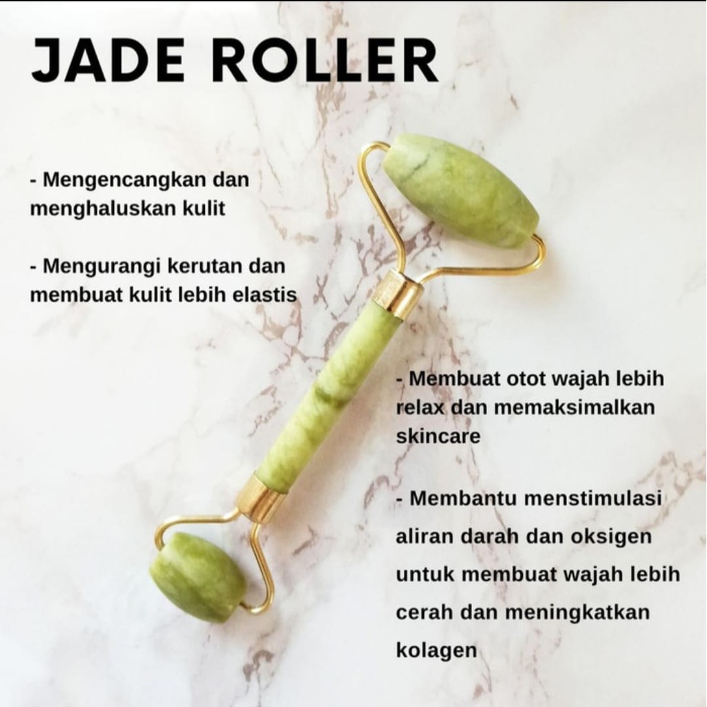 Jade Roller Pijat Wajah Anti Aging Batu Giok Facial Messenger Pengencang Wajah Mata Alat Termurah
