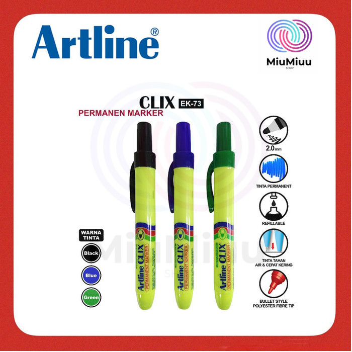 

SPIDOL PERMANENT MARKER ARTLINE CLIX EK-73 PERMANEN RETRACTABLE 4.0 MM