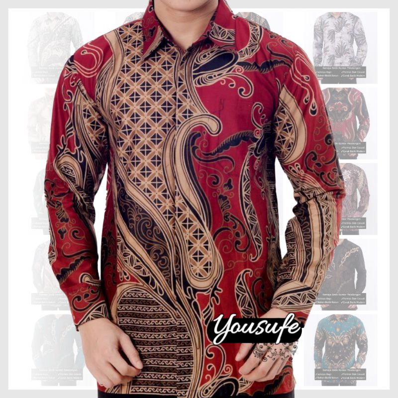 Atasan Kemeja Batik Pria Premium Formal Kantor Casual Slimfit Regular Alisan Prabuseno Pekalongan Indonesia