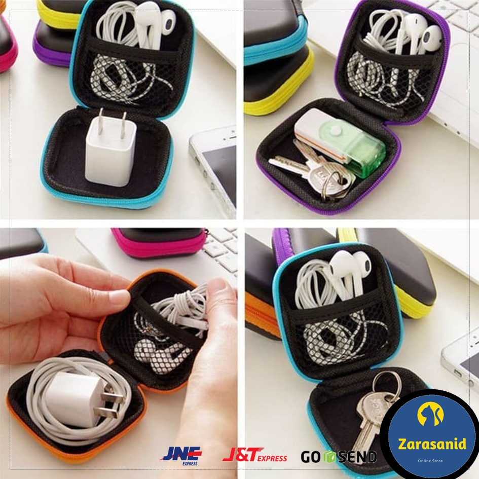 Travel Pouch Dompet Persegi Case Organizer Tempat Headset Koin Kunci Praktis