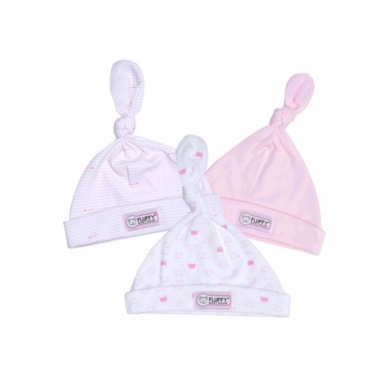 3 Pcs Topi kuncung bayi newborn Fluffy