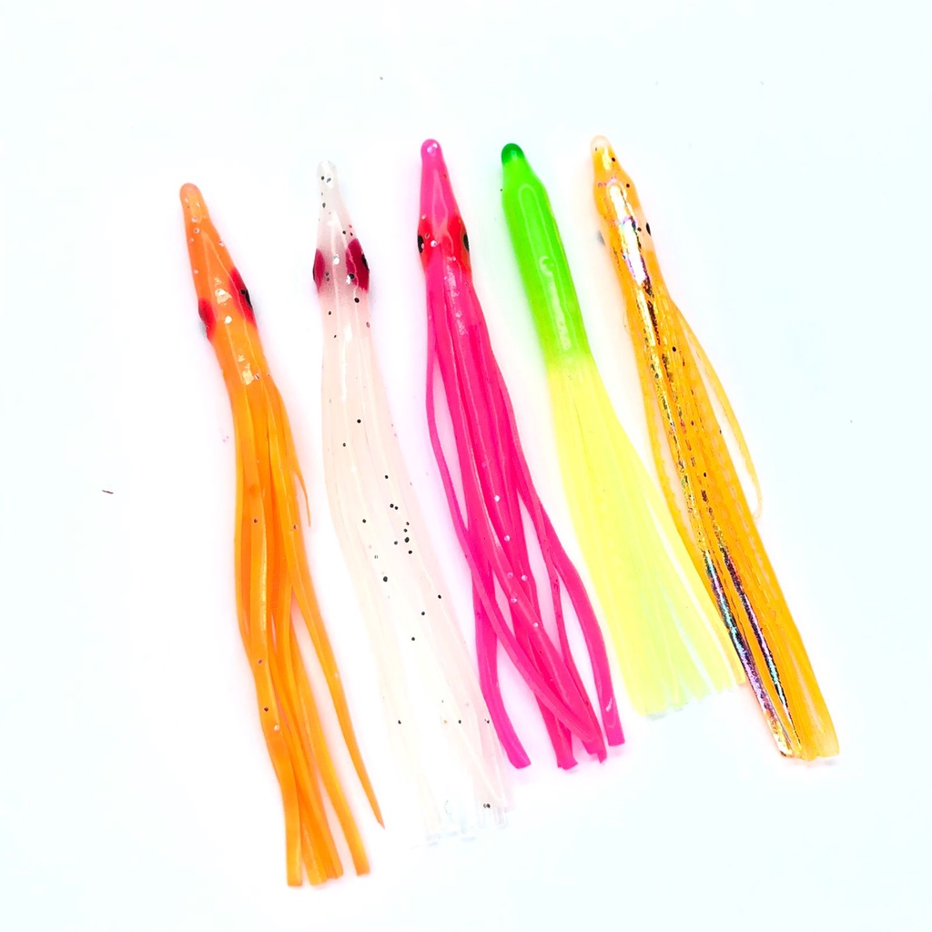 Umpan Cumi Karet Glow In the Dark Skrit Jarum Asisst Hook isi 5 pcs