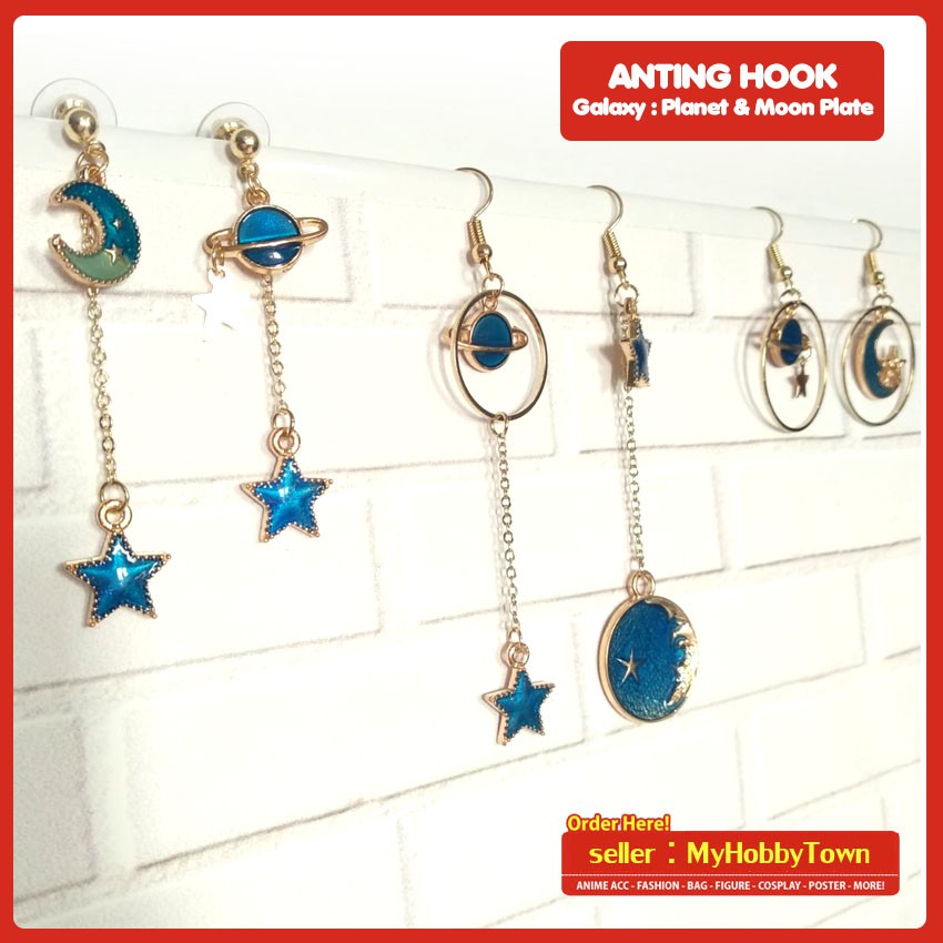 Anting Fashion Hook Earrings Galaxy Planet Star Bintang