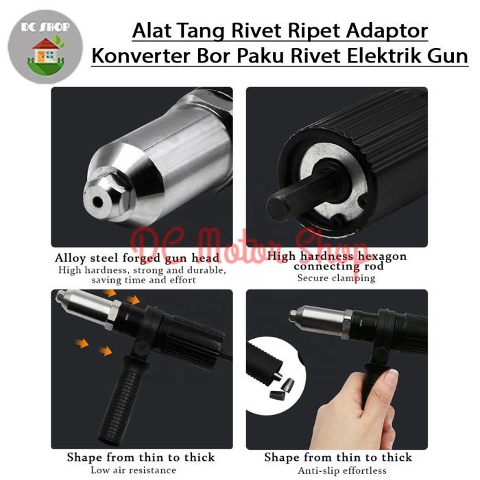 Alat Tang Rivet Ripet Adaptor Konverter Bor Paku Rivet Elektrik Gun