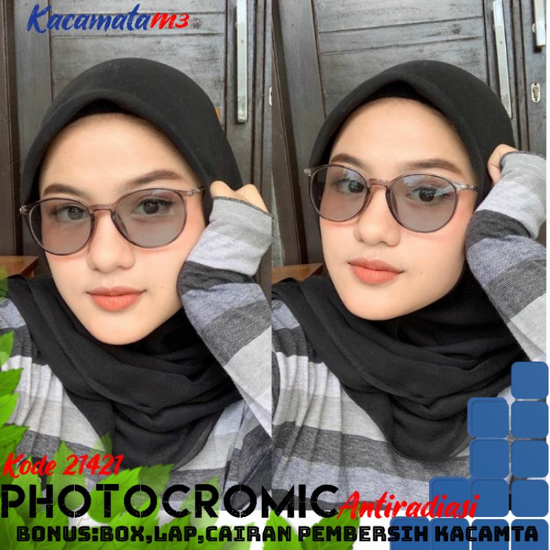 paket kacamata lensa photocromic antiradiasi boleh pilih lensa blueray bisa normal minus plus cilinder tergantung permintaan sampai minus 5 cyl 2 harga masih sama tulis saja pesanan kaka di catatan saat order free box lap cairan kode 21421 size 50-20-140