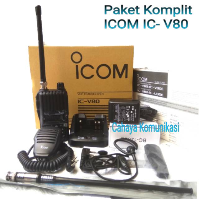 HT ICOM V80 Paket Komplit IC-V80 - Extramic ICOM - Handsfree-superstik paket hemat icom V80