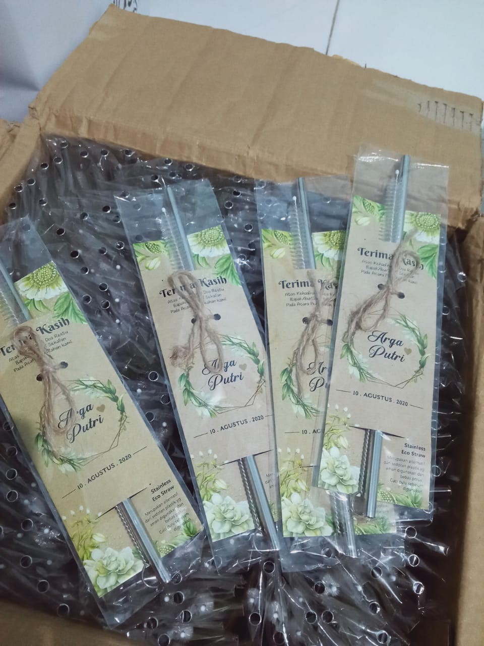 Souvenir Pernikahan Sedotan Stainless Steel Ramah Lingkungan