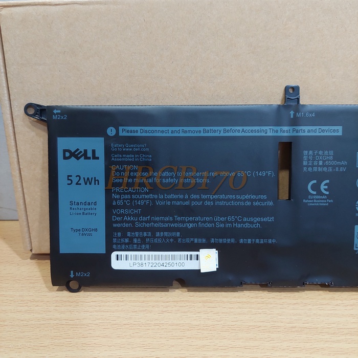 Baterai Batre Laptop Dell XPS 13 3301 7390 9370 9380 Series Type DXGH8 -HRCB