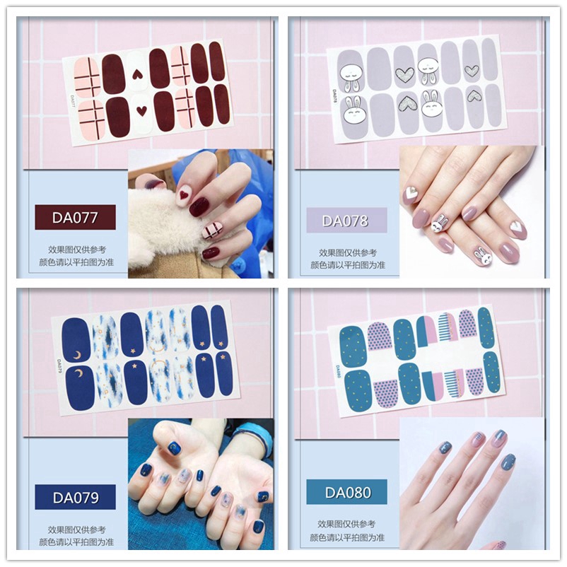 14PCS/Set Stiker Kuku Tahan Air Dilepas Penutup Penuh Dekorasi Nail DIY