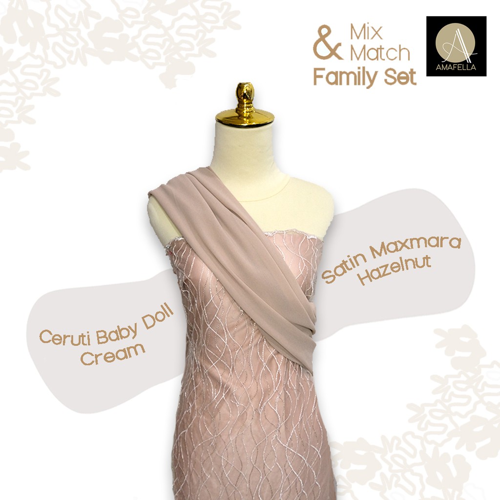 1/2 meter Kain Satin Maxmara / Sateen Velvet Premium Hazelnut Amata