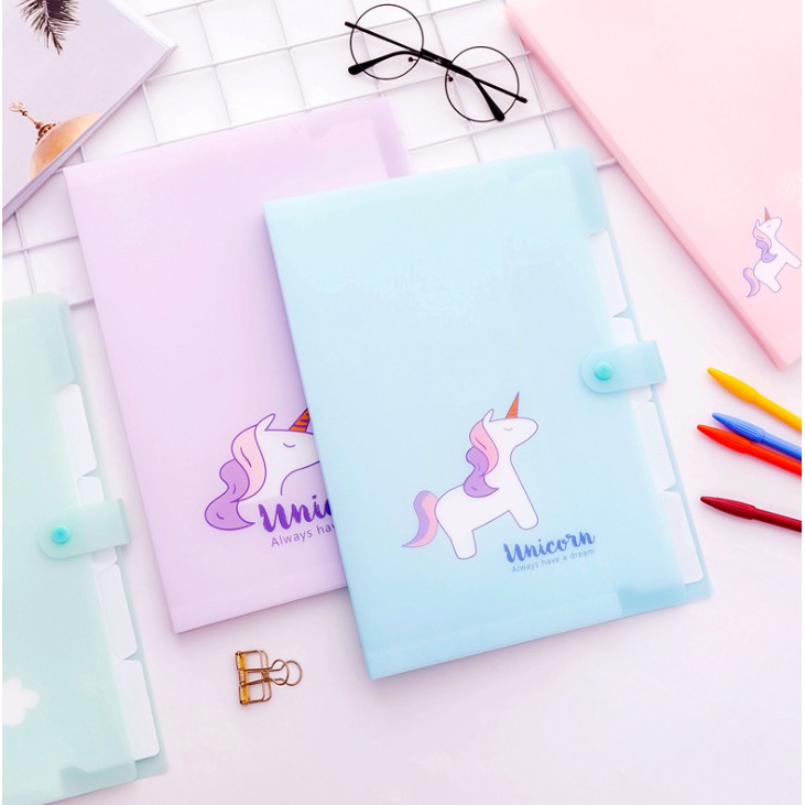 

Map A4 Plastik Sekat 5 Kartun Unicorn File Folder Warna Warni