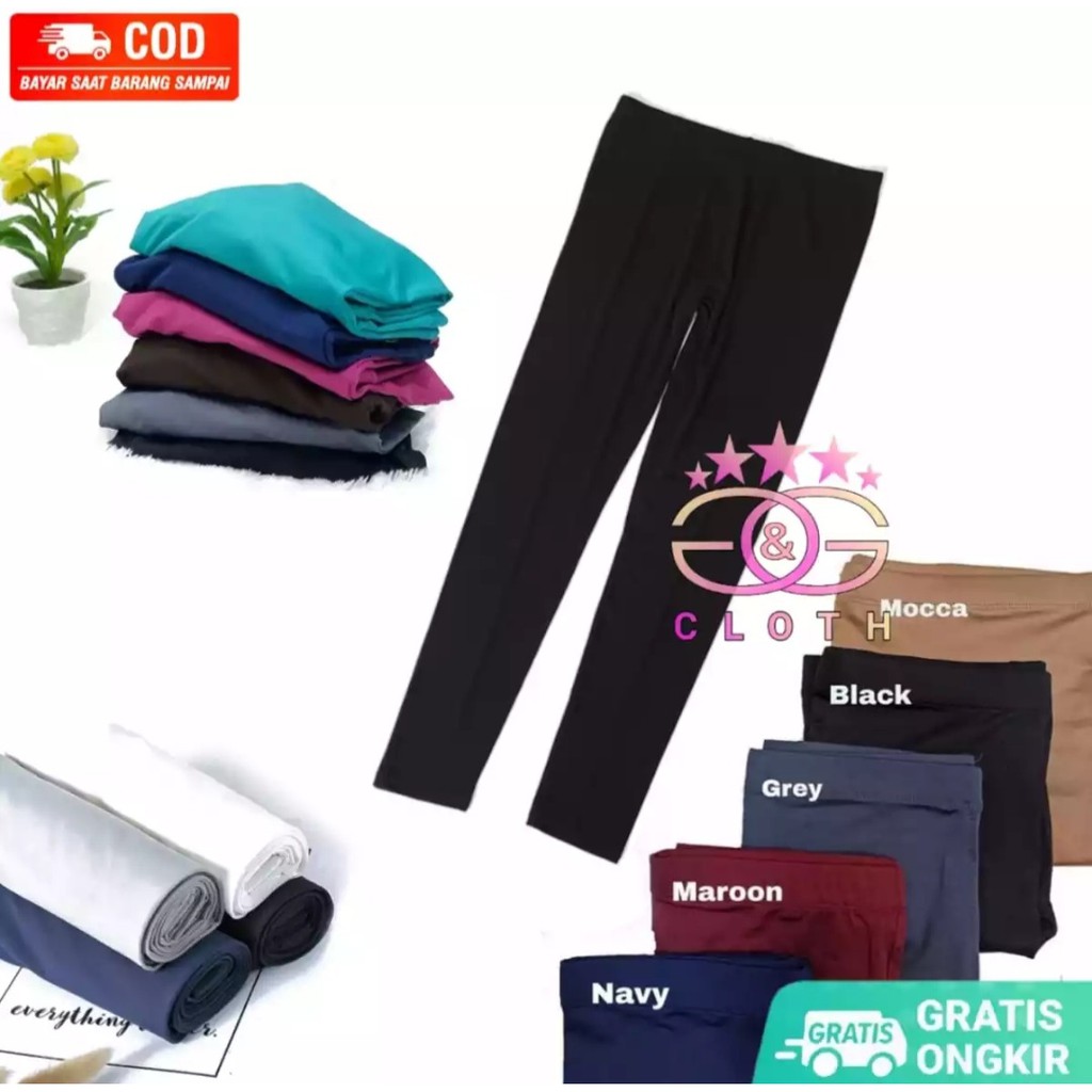 Legging Promo Termurah / Celana Lejing Polos Dewasa ukuran standar &amp; jumbo Bahan Terbaik Spandek KBR STORE