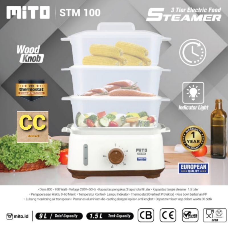 Mito Electric Food Steamer STM 100 / STM100 Pengukus Makanan GARANSI RESMI