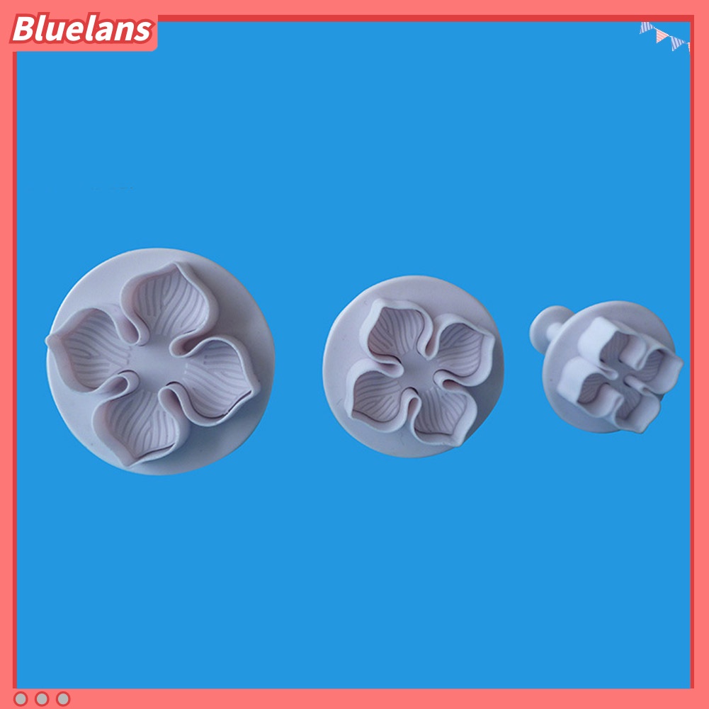 Bluelans 3Pcs Cetakan Pemotong Fondant Bentuk Bunga Hydrangea Untuk Dekorasi Kue