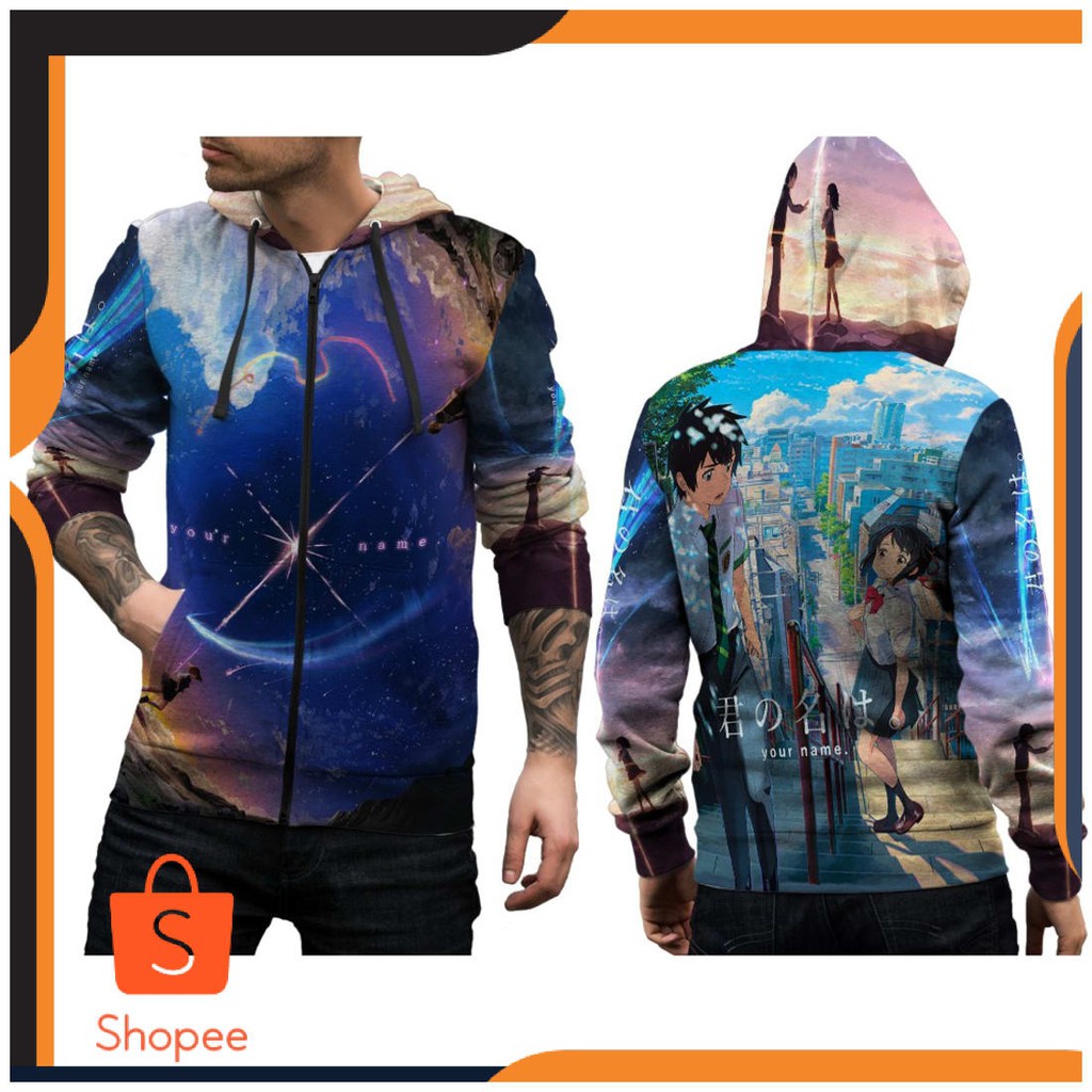 BEST SELLER - Jaket Hoodie Fullprint Custom Anime Kimi No Nawa (Your Name) 02