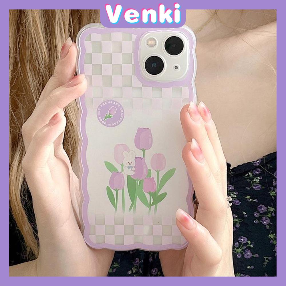 iPhone Case Silicone Soft Case Clear Case Wave Non-Slip Shockproof Camera Full Coverage Protection Purple Tulip Flower For iPhone 13 Pro Max iPhone 12 Pro Max iPhone 11 iPhone7Plus