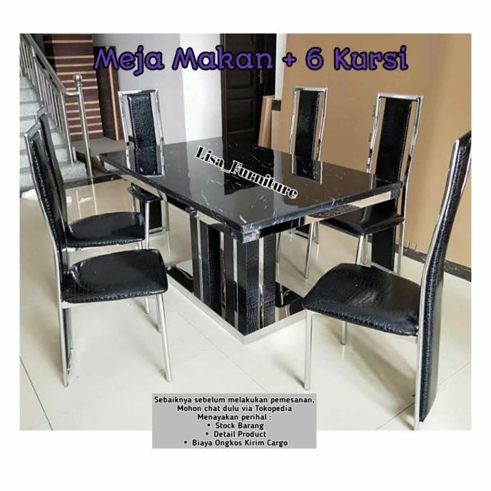 :<:<:<:<] Meja Makan Marmer Import|Meja Makan Stainlis|Meja Makan Marmer 6 Kursi