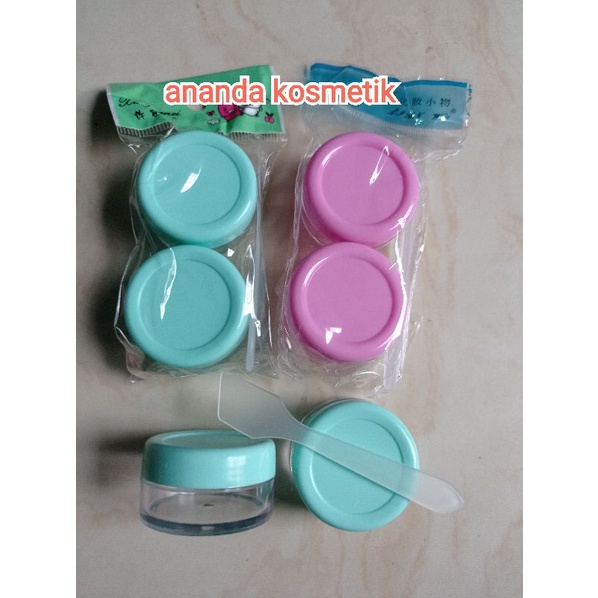 TEMPAT POT CREAM ISI 2 10GRAM DAN SPATULA