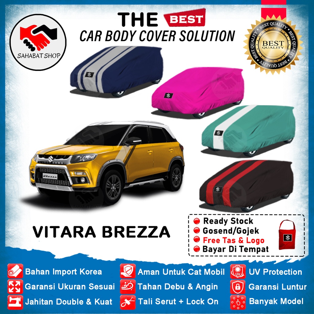 Sahabat Body Cover Mobil Vitara Brezza / Sarung Penutup Suzuki Vitara Brezza Outdoor 2016 2017 2018 2019 2020 2021 2022 / Selimut Mantel Tutup Kerudung Mantol Jas Kelambu Pelindung Terpal Pembungkus Mobil Vitara Brezza Waterproof Anti Air Model Biru