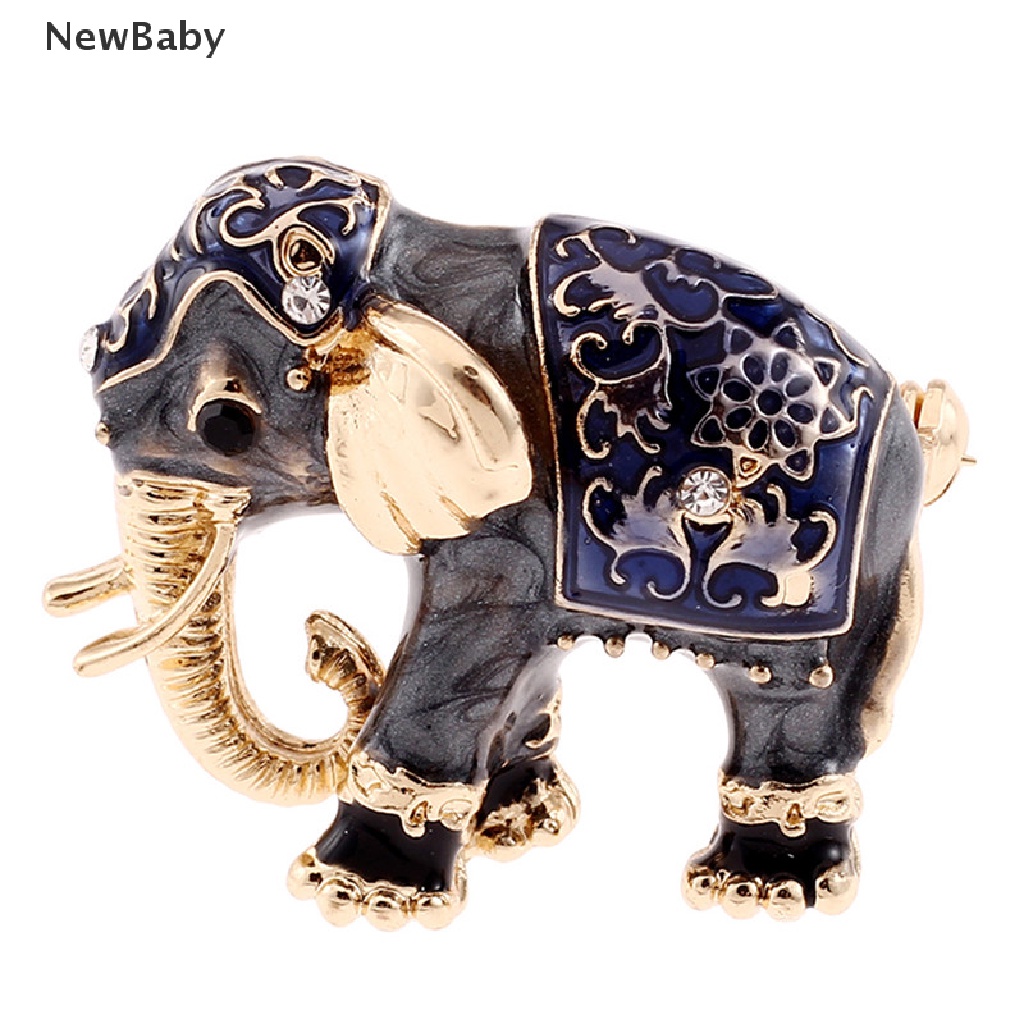 Newbaby Bros Pin Enamel Bentuk Gajah Aksen Kristal Untuk Wanita