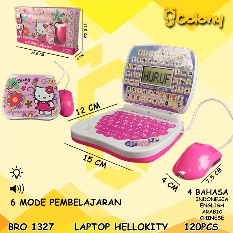 HOT DEALS Cod Mainan laptop anak edukasi alat bantu belajar 4 bahasa LED mouse - Hello Kitty /