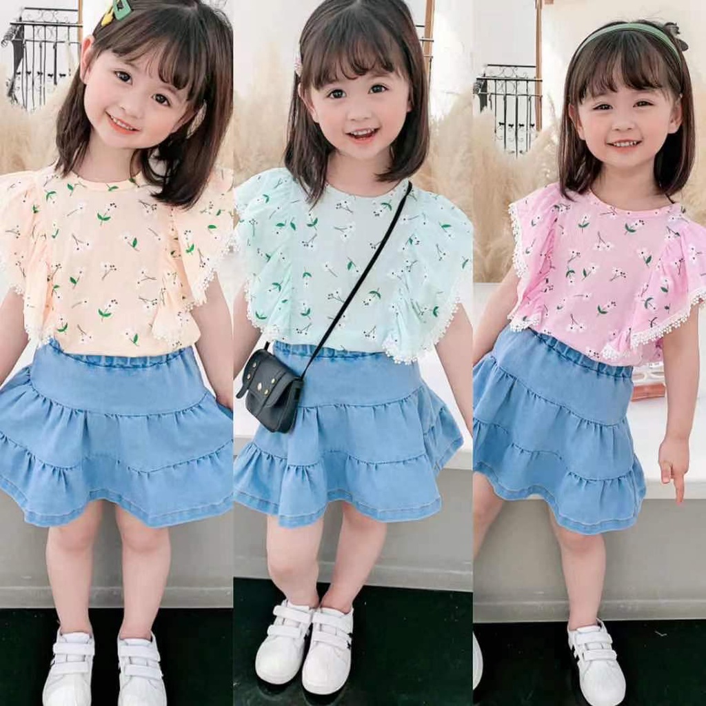 HappyOliver SET SHINES FLOWER 4466 EBV Bayi Baju setelan Anak Perempuan Import lucu berkualitas