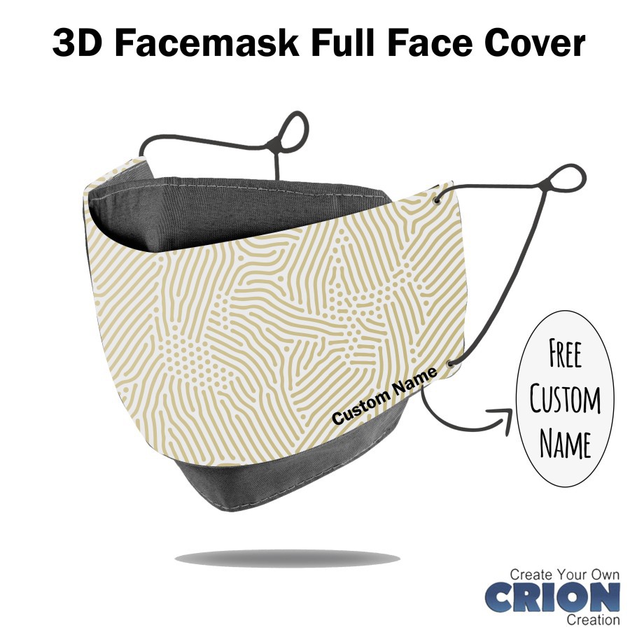 Crion - Masker 3d Full Face Cover Abstract Line Series- antibacterial