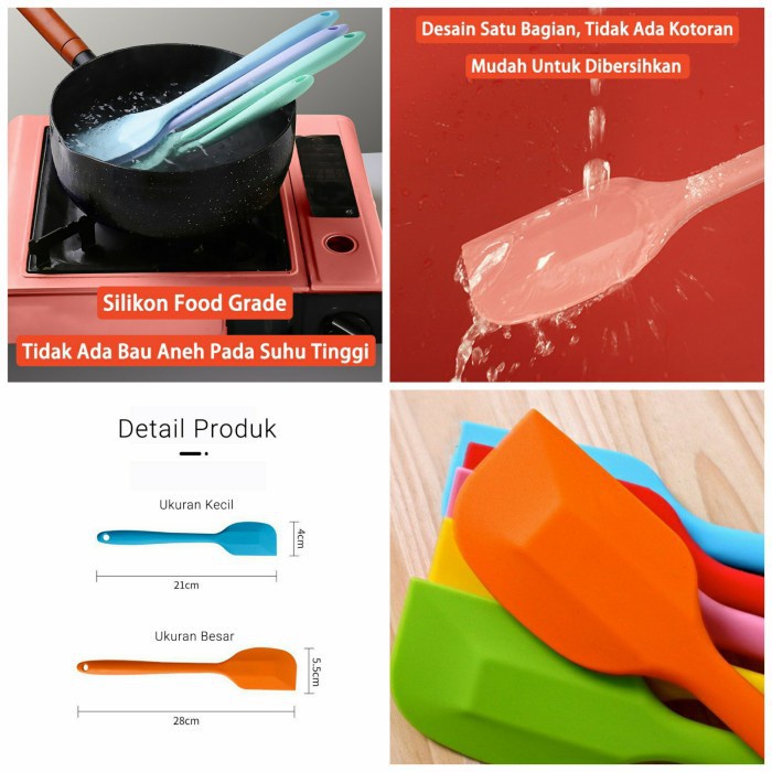 Spatula  SW01 Silikon Tahan Panas Food Grade Pengaduk Silicone Besar 28cm SW01