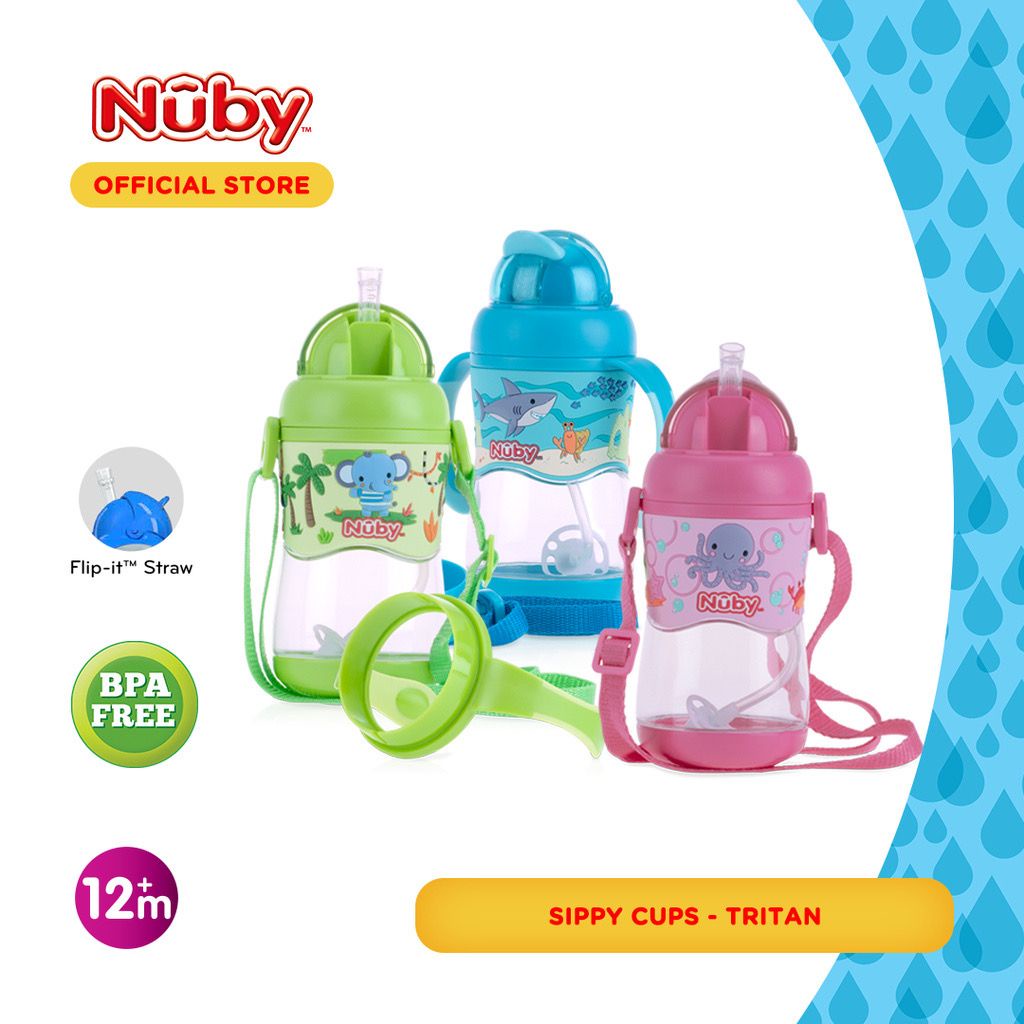 Nuby 1pk Tritan Flip It Weighted Straw 400ML - Botol Minum Anak