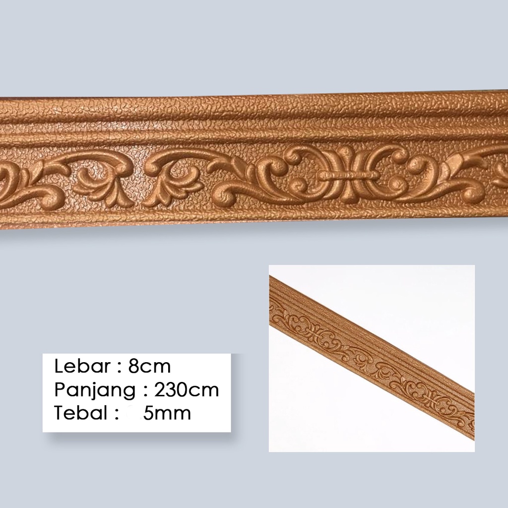 LIST BORDER FOAM 3D STICKER HIGHT QUALITY PANJANG 230CM-BATIK COKLAT 8cm 5mm