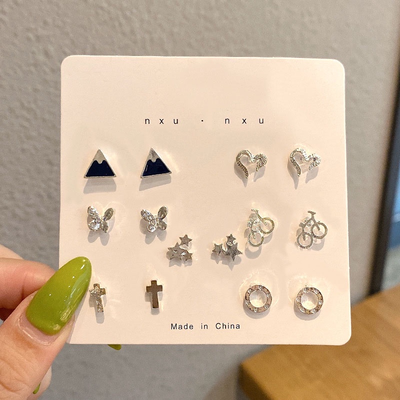 Set 7 Pasang Anting Kombinasi Model Sederhana-Won