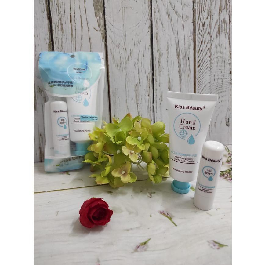 cod jaminan murah 2 IN 1 HAND CARE &amp; LIP BALM hydrating repair- Kemasan Biru