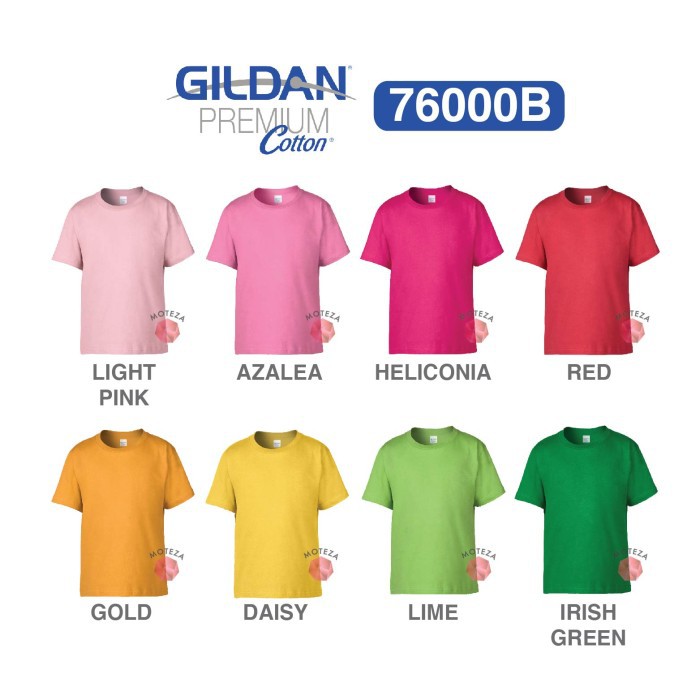 Moteza Kaos Polos - GILDAN Premium Cotton 76000B - YOUTH KIDS - WARNA (Warm)