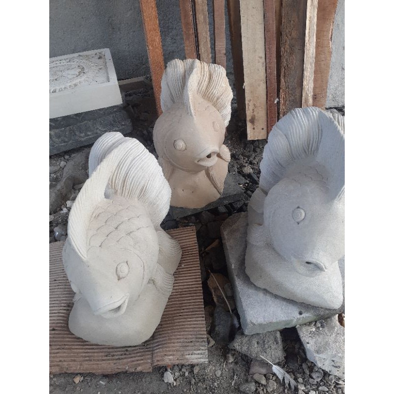 koleksi 3 buah patung ikan mas koi 40cm,pancuran.miniatur