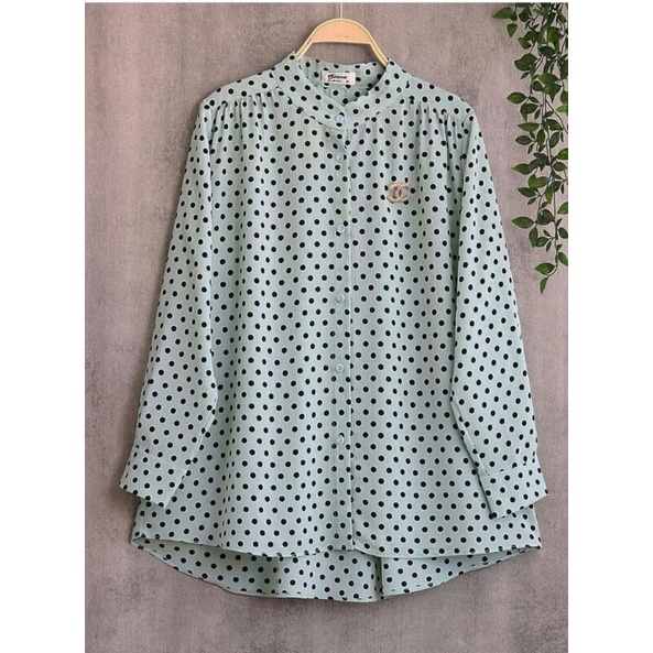 Blouse polkadot ori diana fashion ukuran M L XL ld panjang bahan crinkle moscrepe motif bulat murah