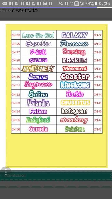 50 pcs label nama waterproof/ Cutting name sticker