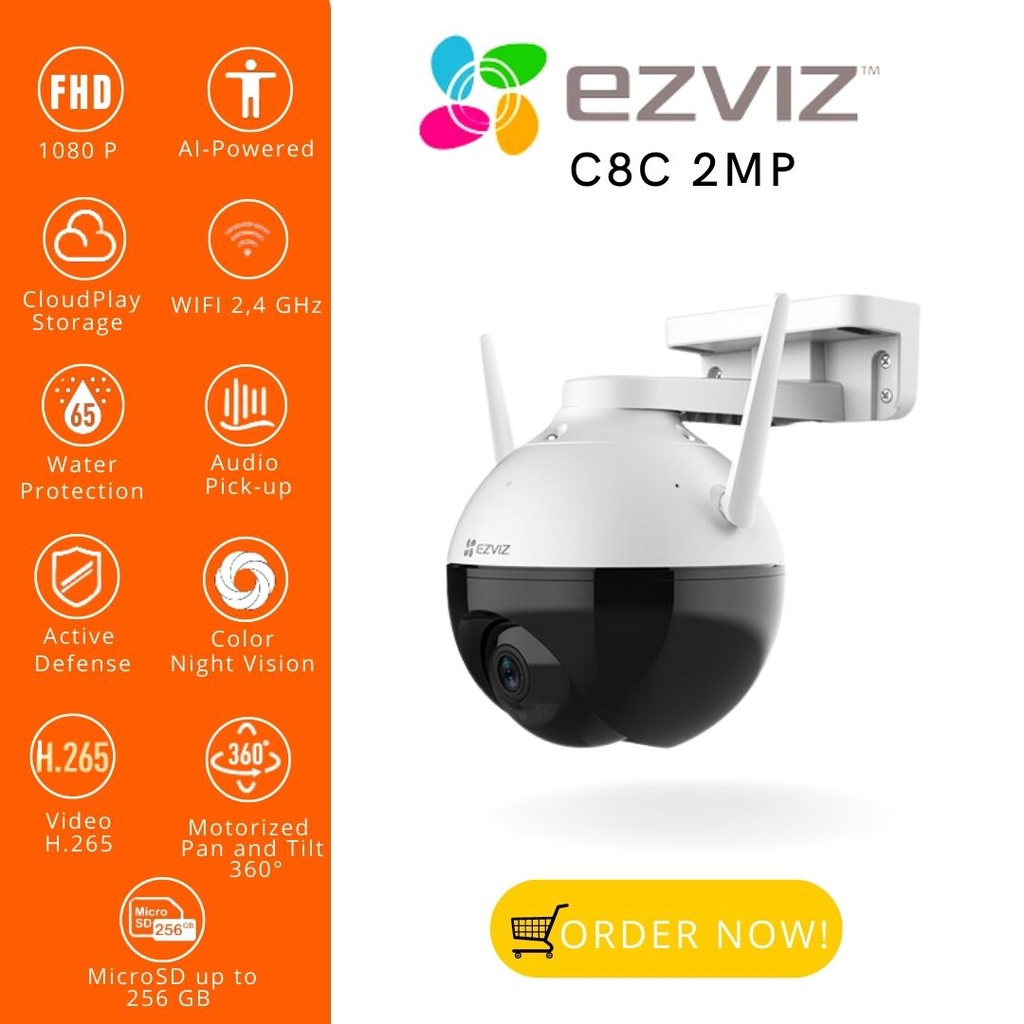 CCTV Portable/Babycam EZVIZ C8C 2MP OUTDOOR PAN / TILT CAMERA RESOLUSI 1080P