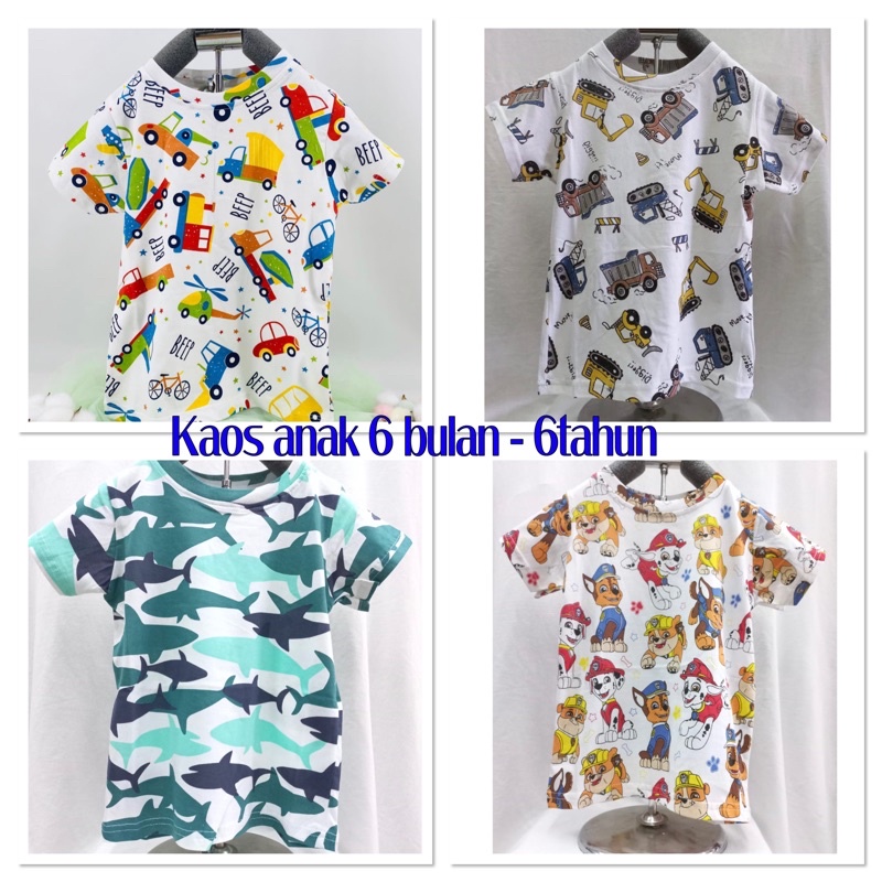 T-Shirt Kaos Anak Loopie kids Bahan kaos katun combed Adem usia 6bulan -6 tahun