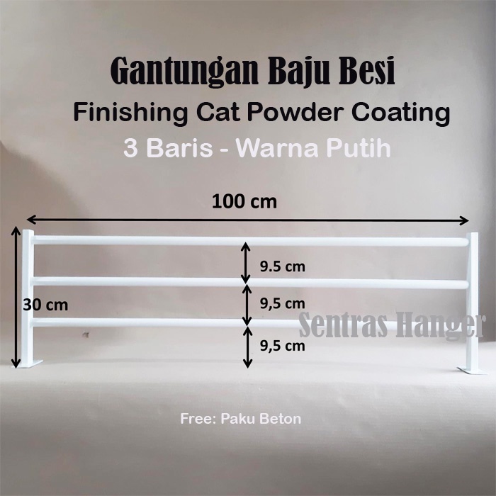 Rak Baju/Gantungan Baju Besi Warna Putih
