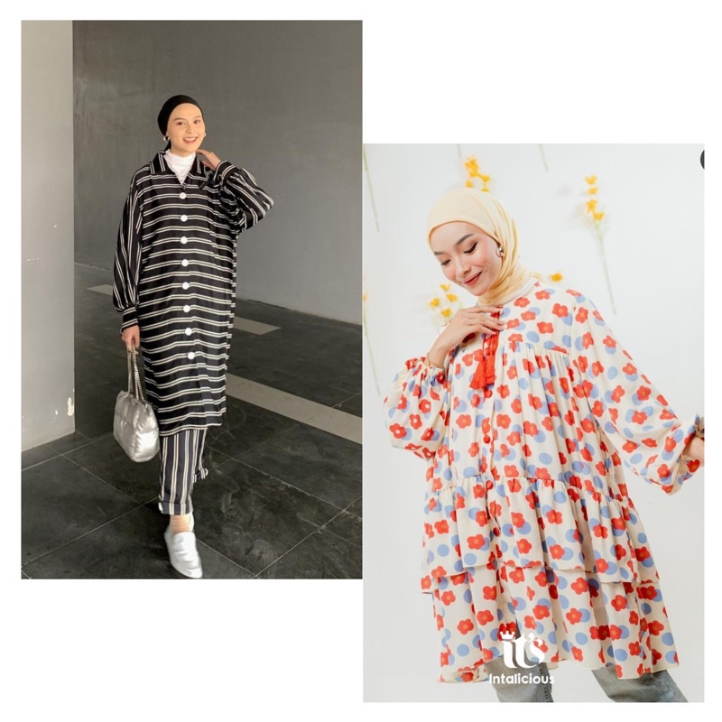 NADELINE DRESS THEANA TUNIC SACHA SET XENA lexy dress blue red blossom maroon intalicious VEXIA DRES